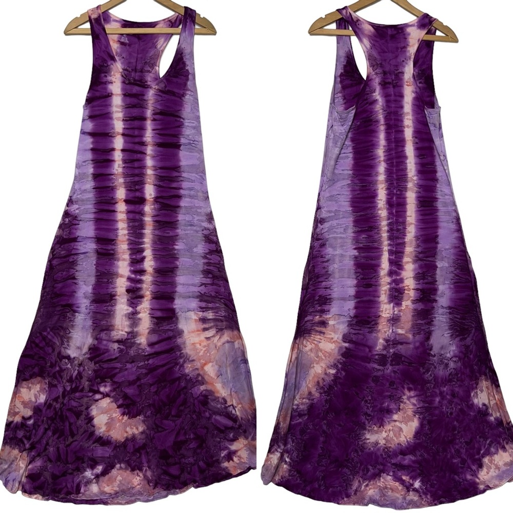 Roper Maxi Tie Dye Tank dress in purple and white tie-dye cotton Size Large